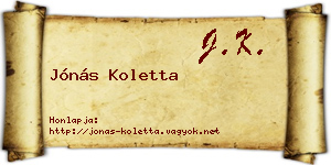 Jónás Koletta névjegykártya